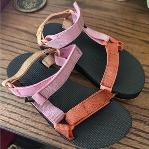 Kids Teva Pink and Orange Adventure Sandals with Velcro Straps